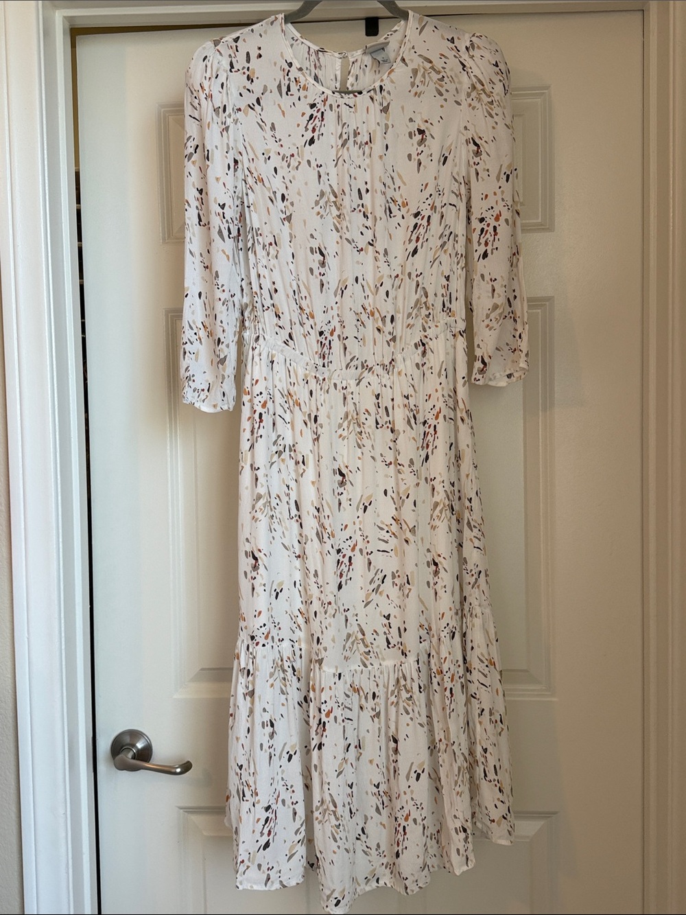 a new day Cream Midi Dress with Multicolor Speckle Print